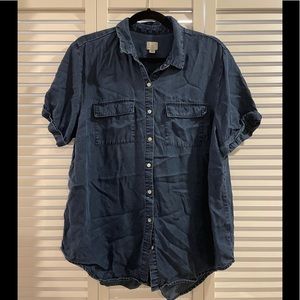 Denim Short-Sleeve Button Down